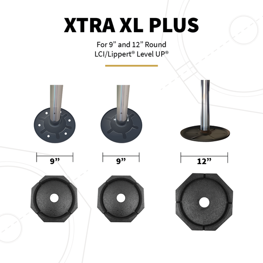 Leveling Jack Foot Pad, Set Of 4, With Two 9" And Two 12" Pads