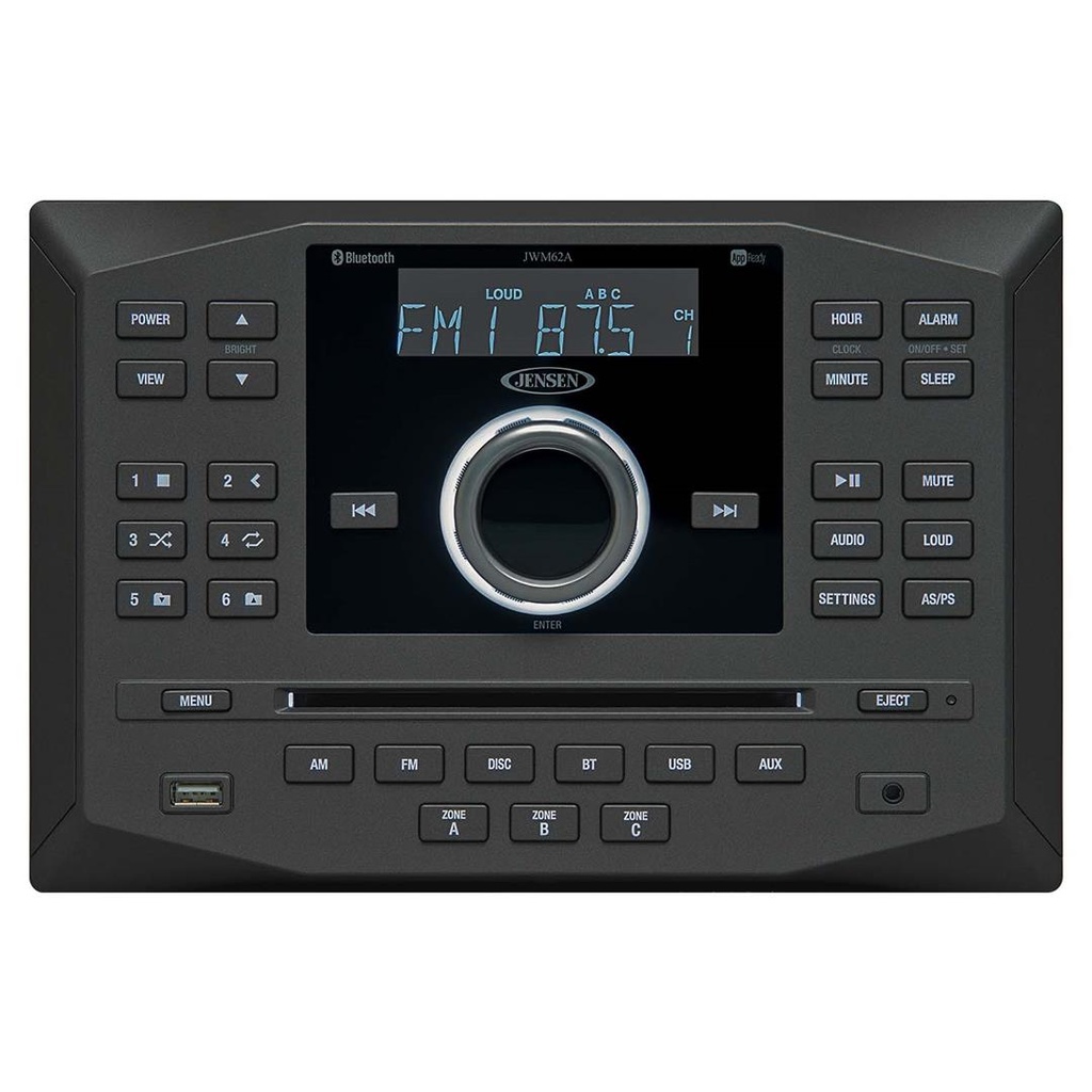 JENSEN, Wall Mount Stereo System, 10.5" W X 7" H X 5.5" D