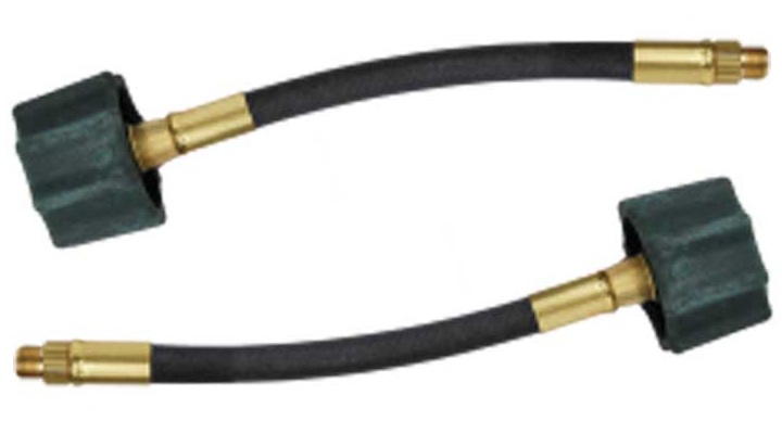 LP GAS HOSE, F QCC TYPE I CONNECTION X 1/4IN M INVERTED FLARE, 15", 2 PIGTAILS