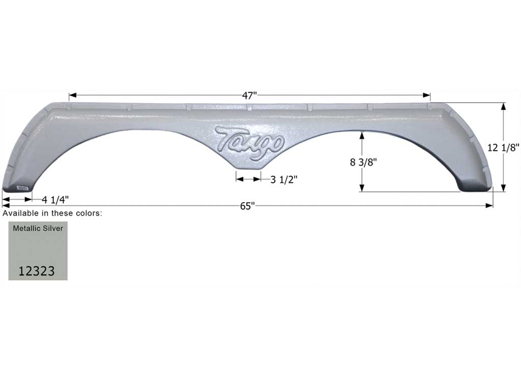 Fender Skirt, Tandem Axle, ABS Plastic, Metallic Silver