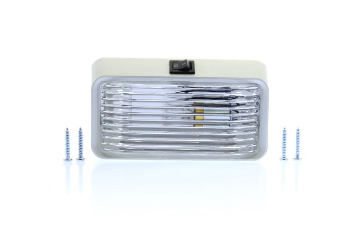 Surface Mounted Light w/Switch, Clear Lens, White