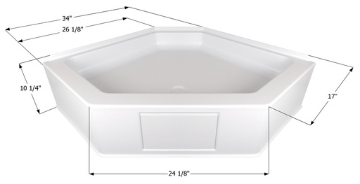 [IC-NSB3434] 34" Neo Angle Shower Pan, Polar White