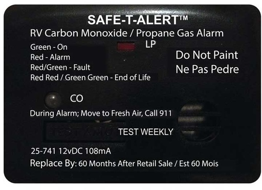 [25-741-BL] Dual CO & Propane Gas Alarm Surface Mount, Black