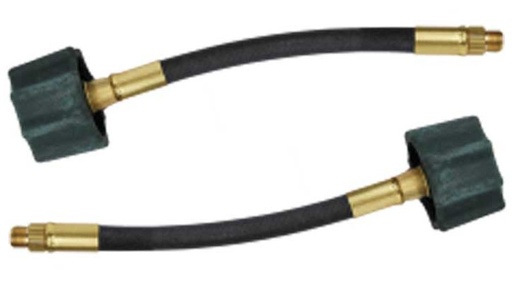 [MER425-15P2] LP GAS HOSE, F QCC TYPE I CONNECTION X 1/4IN M INVERTED FLARE, 15", 2 PIGTAILS