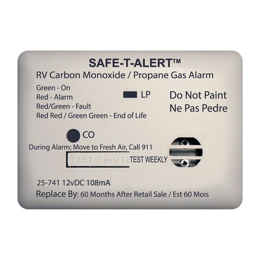 [25-741-WT] Dual CO & Propane Gas Alarm Surface Mount, White