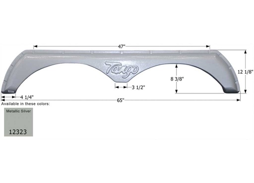 [12323] Fender Skirt, Tandem Axle, ABS Plastic, Metallic Silver